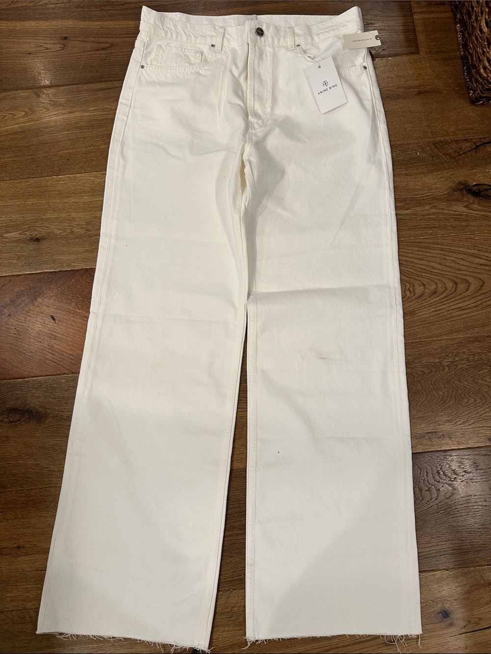 Anine Bing Off-White Wide-Leg Jeans